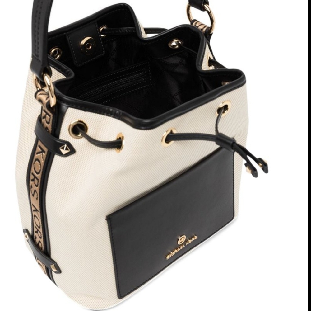 Michael Kors Maeve Medium Canvas Bucket Bag with Adjustable Shoulder Strap - Picture 4 of 10